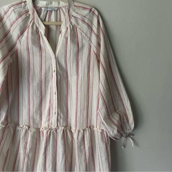 Zara premium denim collection drop waist striped dress size Small - Picture 3 of 10